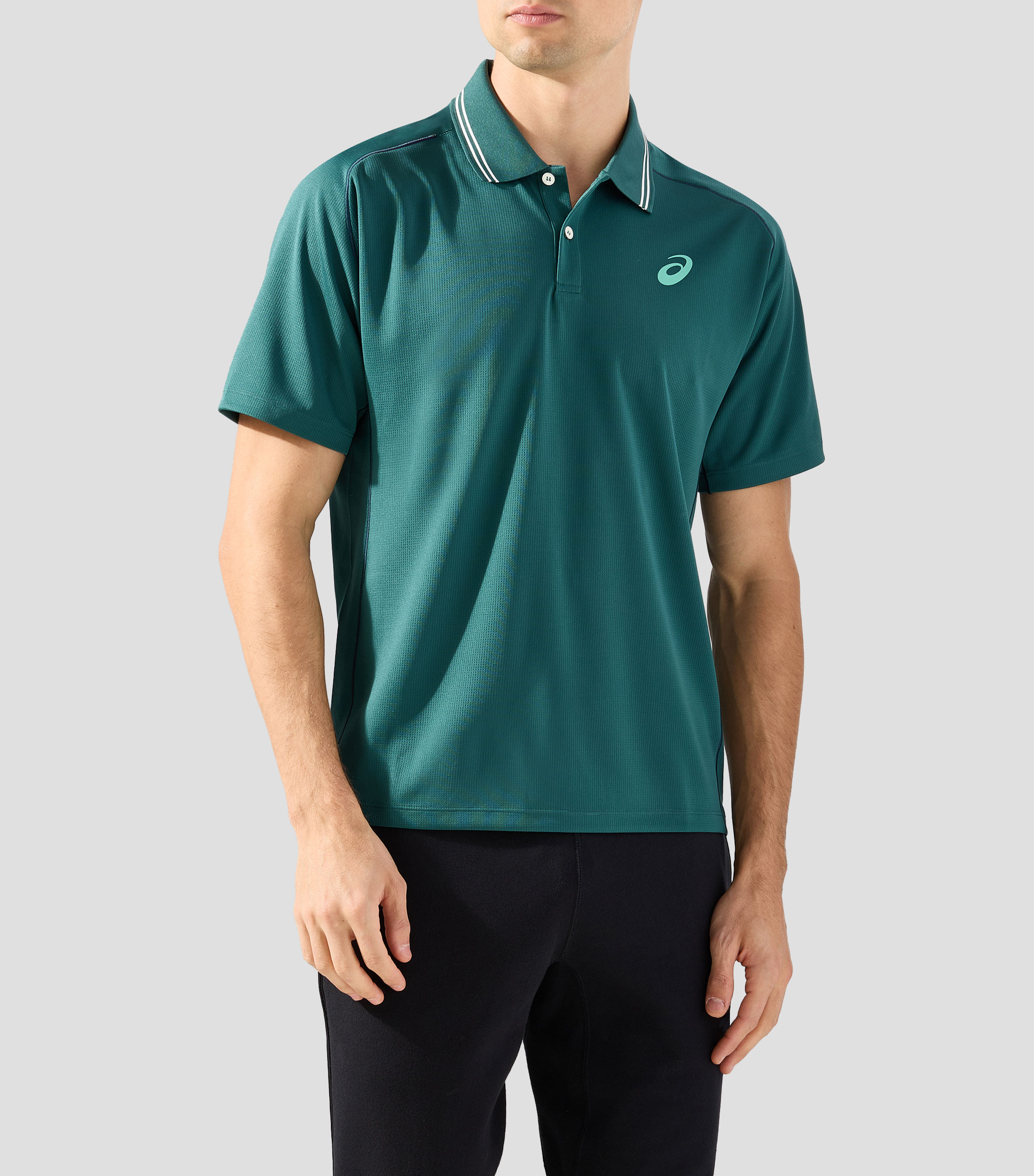 Playera polo para tennis manga corta sólida Hombre